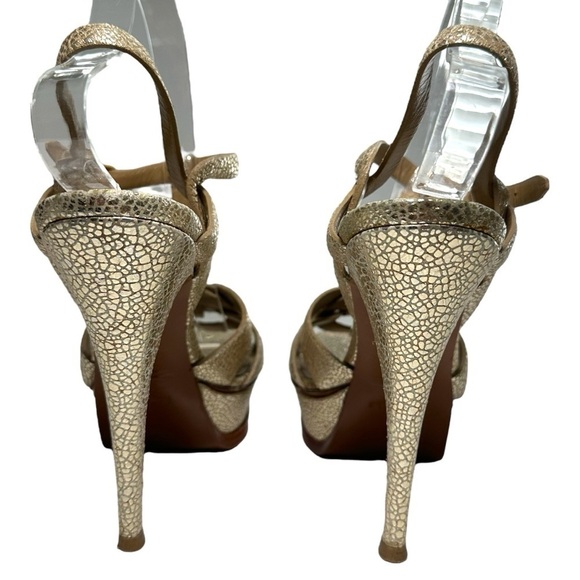 Saint Laurent Tribute High-Heel Leather Sandal in Metallic Gold size 40 | US 10 - Picture 8 of 14